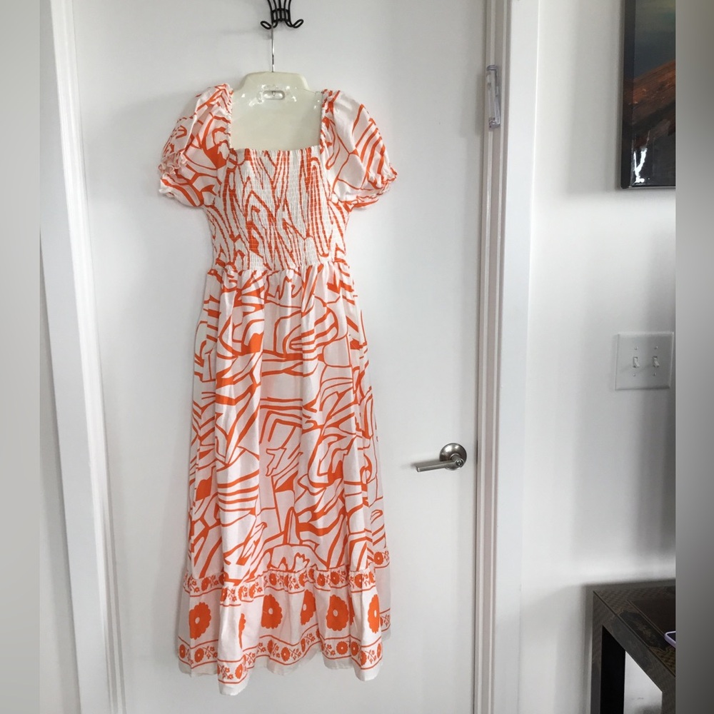 Orange Flutter Sleeve Maxi Sundress for Wedding Guests